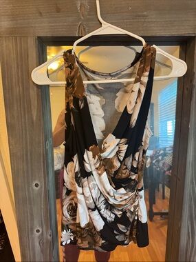 Calvin Klein Floral wrap Black and Brown Sleeveless Top
